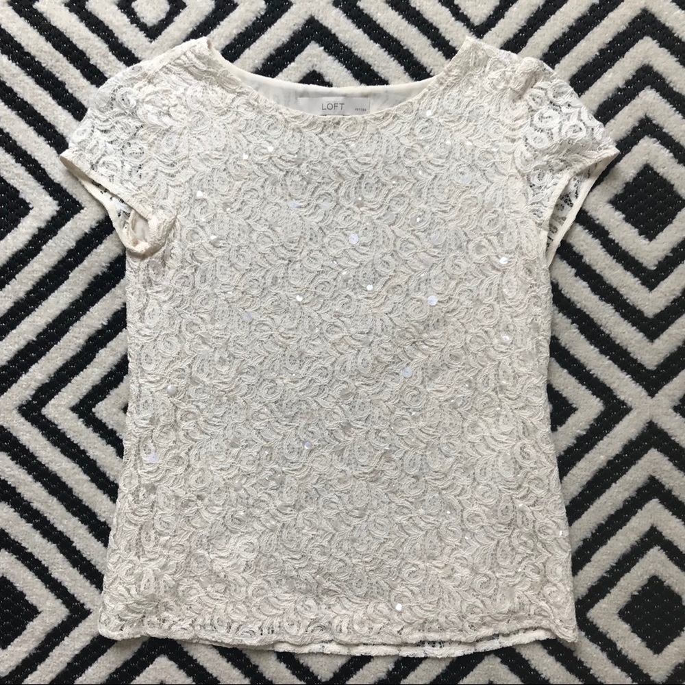 Loft | Sequin & Lace Top